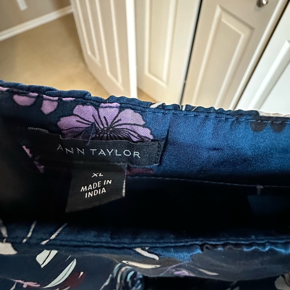Ann Taylor Teal Floral Long Sleeve Wrap Dress - Picture 5 of 5